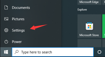 hacer clic en configuración en Windows 10