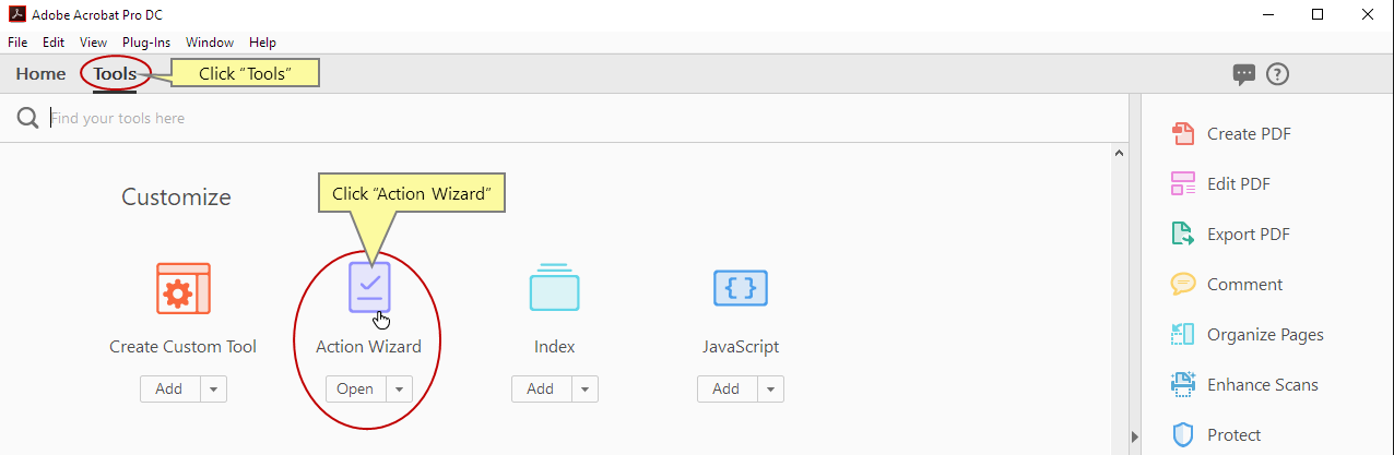 Iniciar el Asistente de acciones