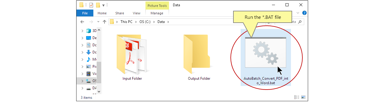 Ejecutar el archivo por lotes