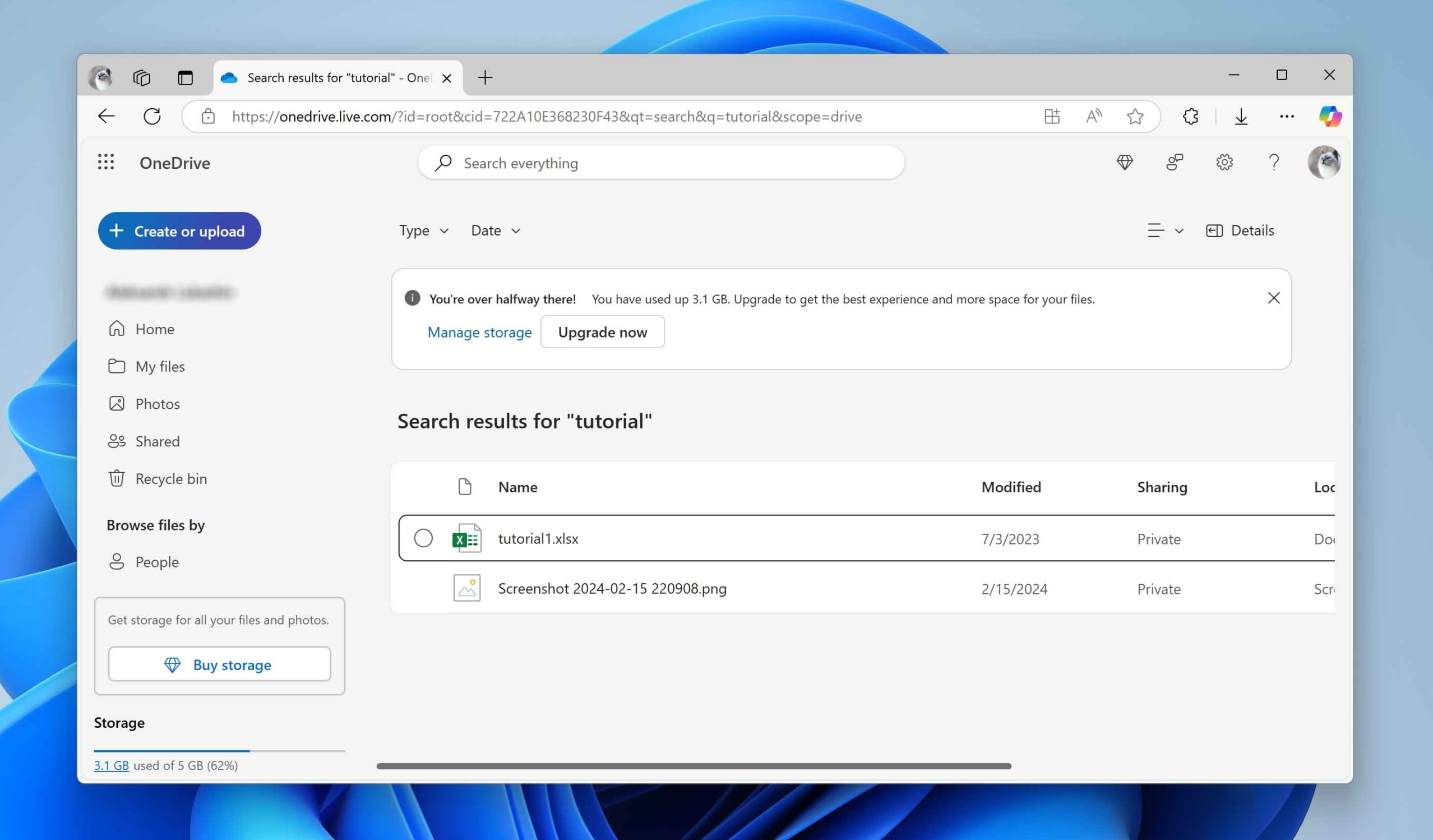 Busca archivos en OneDrive
