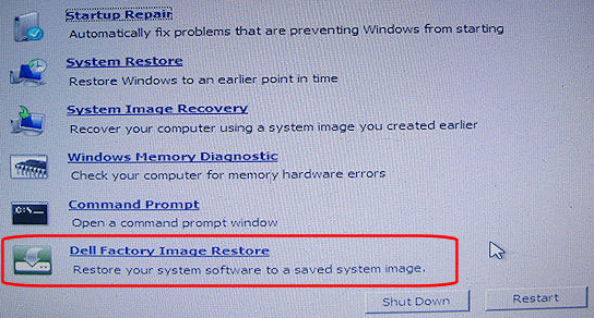 Restaurar de fábrica portátil Dell sin contraseña en Windows 7, Vista