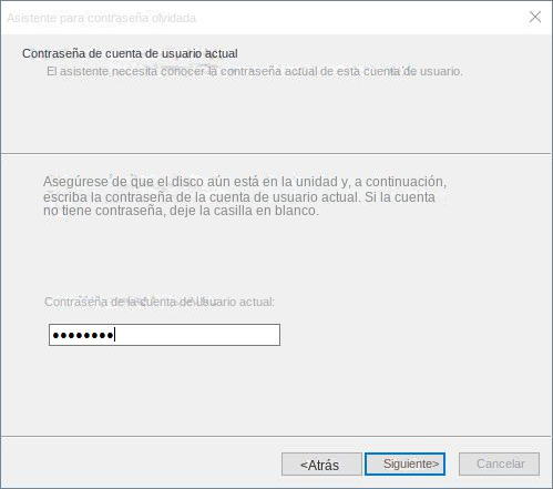 Crear un disco de restablecimiento de contraseña Introduzca la contraseña actual de su cuenta de usuario cuando se le solicite.