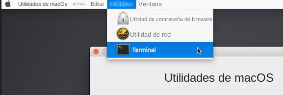 MacOS seleccione Terminal