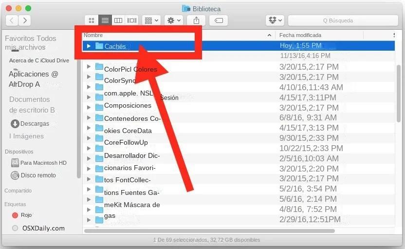Mover archivos de sistema al disco duro en macOS