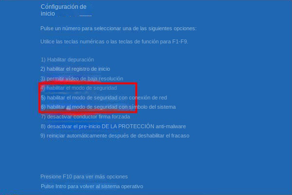 elegir modo seguro