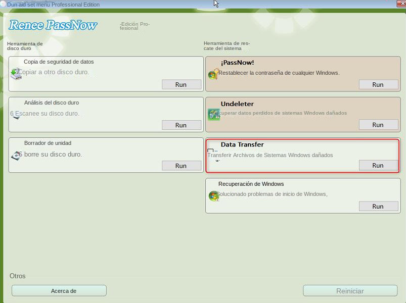Seleccione Transferencia de datos