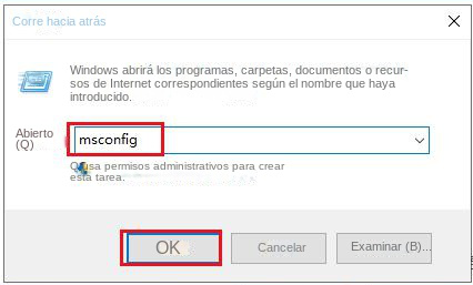escriba msconfig