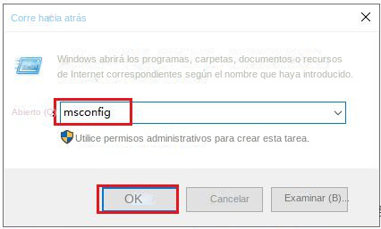 escriba msconfig