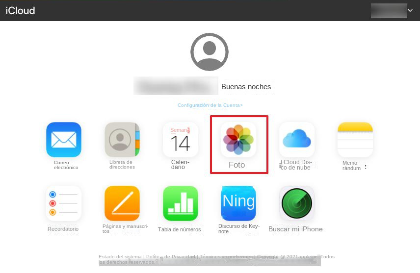 icloud haga clic en la foto