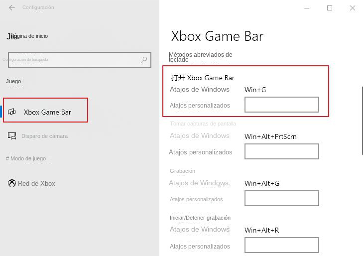 Acceso directo a la barra de juegos de Xbox