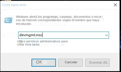 Ingrese el comando del administrador de dispositivos