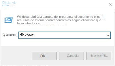 Ejecutar diskpart de entrada de ventana
