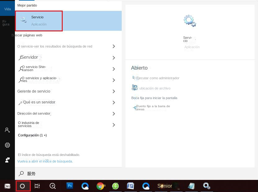 Aplicación de servicio de búsqueda