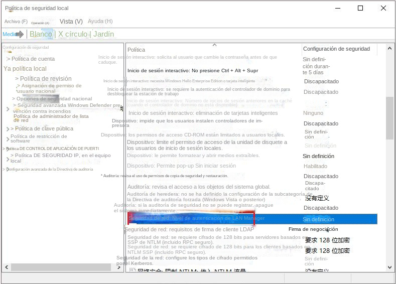 Haga doble clic en Seguridad de red: Nivel de autenticación de LAN Manager