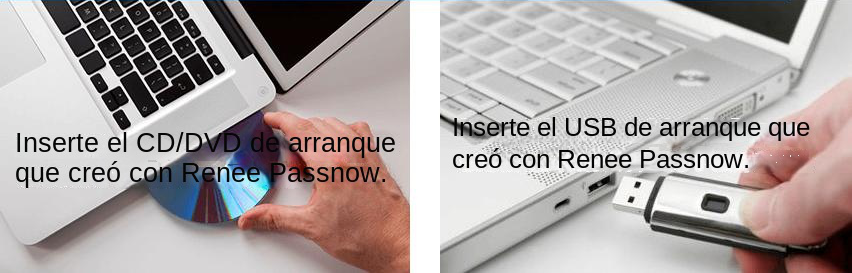 Inicie la PC de destino con el USB/CD/DVD de restablecimiento de contraseña creado.