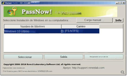 Seleccione el sistema Windows de destino en la lista