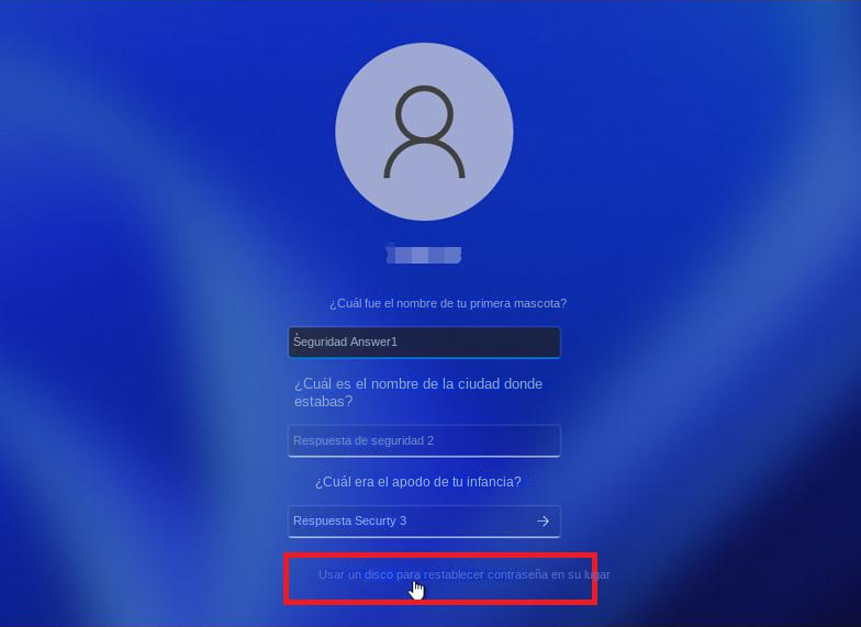 inicio de sesión de Windows Utilice un disco de restablecimiento de contraseña en su lugar