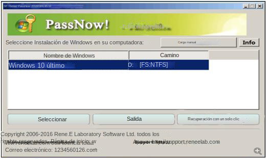 Seleccione el sistema Windows de destino en la lista