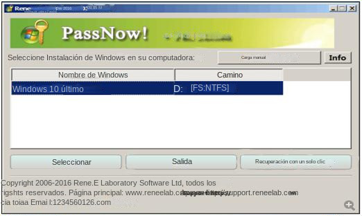 Seleccione el sistema Windows de destino en la lista