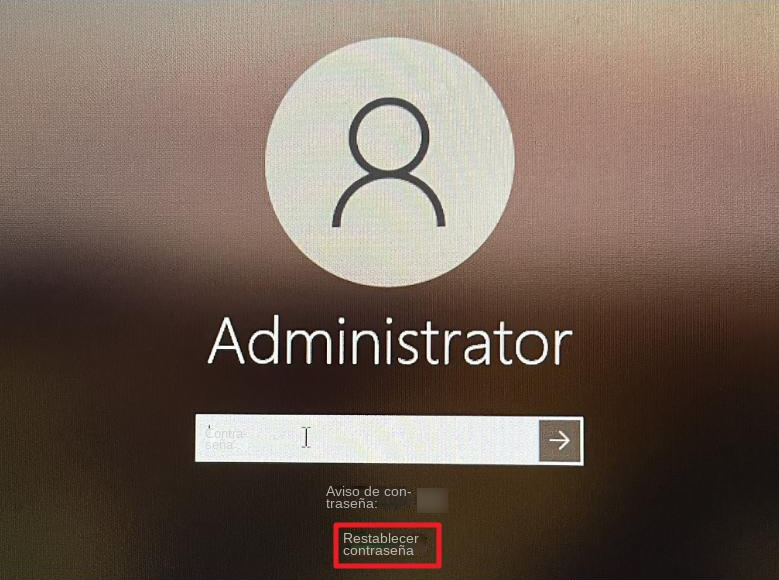 windows 10 pantalla de inicio de sesión restablecer contraseña opción