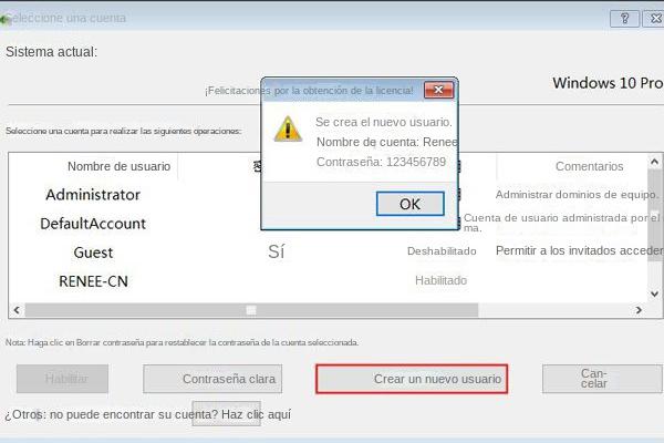 Renee Passnow crear nuevo botón de usuario windows 10