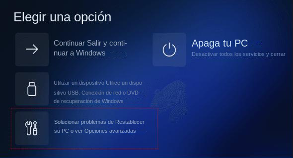 Windows 11 seleccione Solucionar problemas