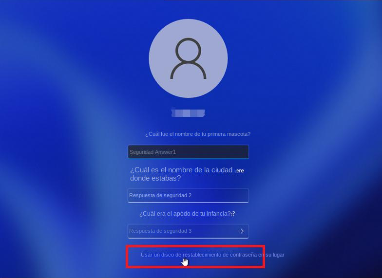 inicio de sesión de windows Utilice un disco de restablecimiento de contraseña en su lugar