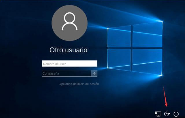 botón de facilidad de uso en la pantalla de inicio de sesión de Windows