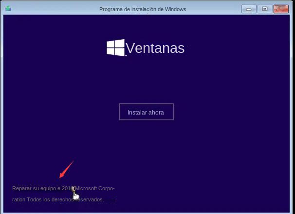 Reparación de la pantalla de configuración de Windows