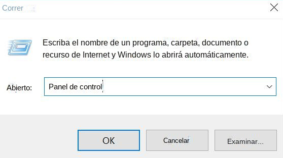 panel de control de funcionamiento