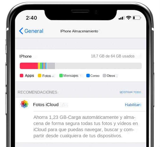 Almacenamiento del iPhone