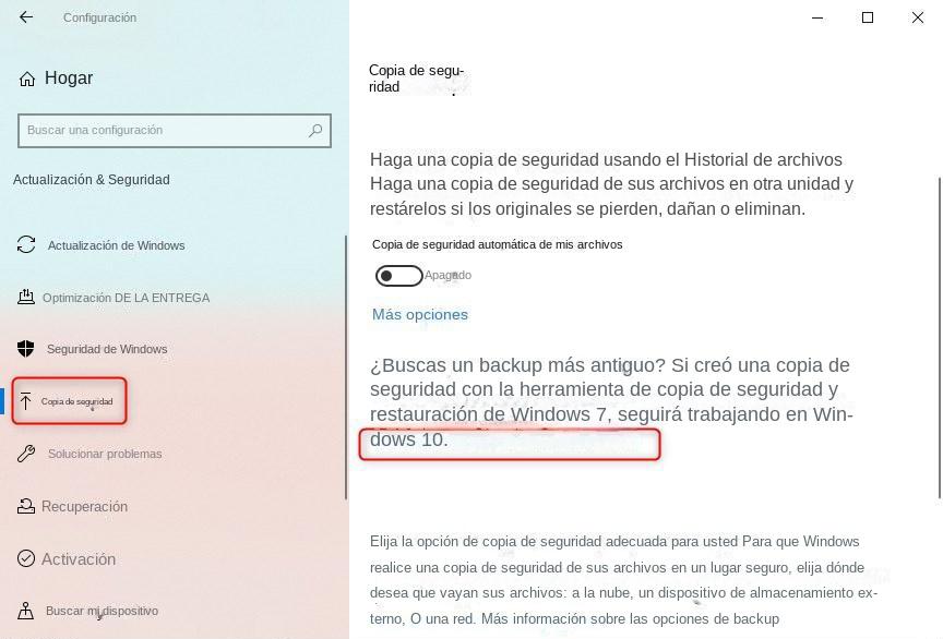 Ir a Copia de seguridad y restauración (Windows 7)