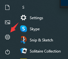 haga clic en el icono de configuración de la barra de inicio