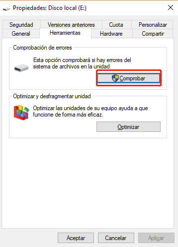 seleccionar comprobar
