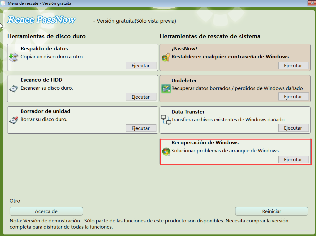 passnow recuperación de windows