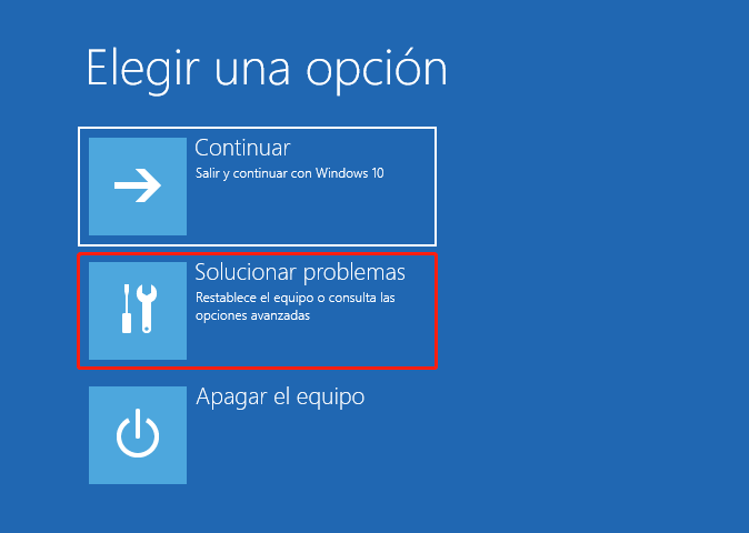 seleccionar solucionar problemas