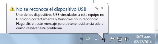 Windows no reconoce el dispositivo USB