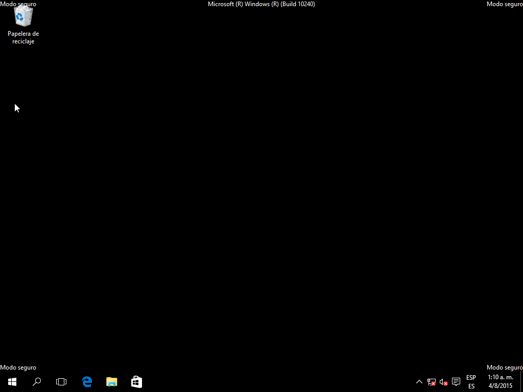 pantalla de modo seguro en windows 10