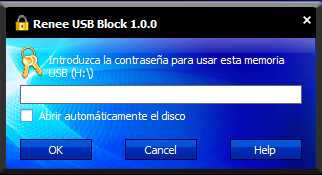 Una vez que se detecta un disco USB, USB Block requiere la contraseña antes de acceder al disco.