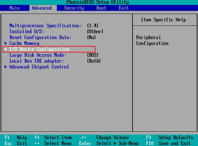 ingresar configuración de bios