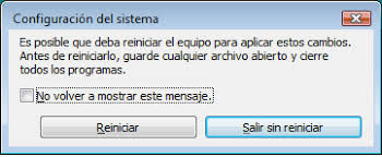 Reiniciar el equipo para aplicar estos cambios