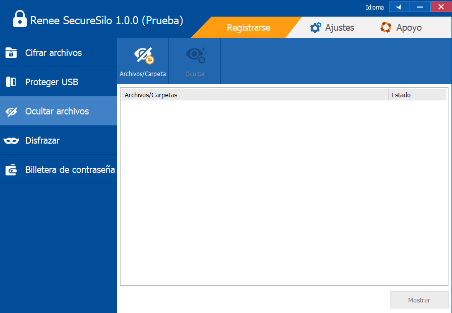 ocultar archivos con Renee SecureSilo