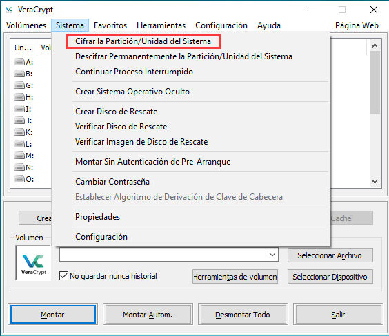 Cifrar el disco duro con VeraCrypt
