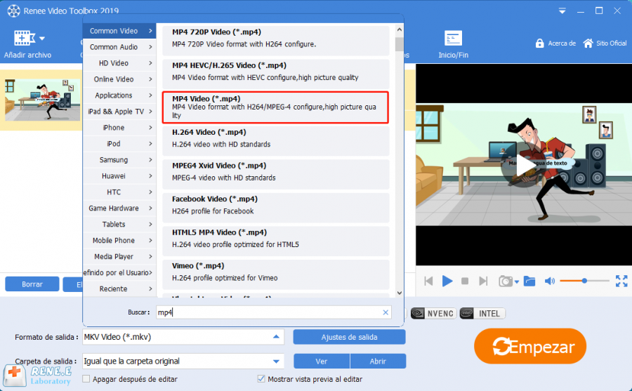 descargar videos de youtube a mp4 con renee video editor pro