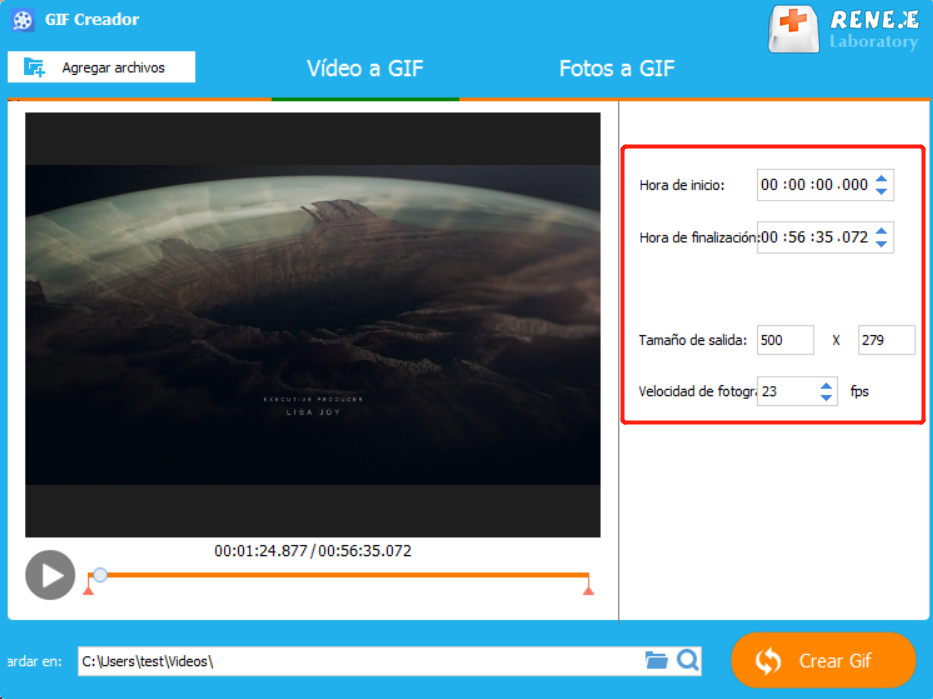 convertir mov a gif con renee video editor