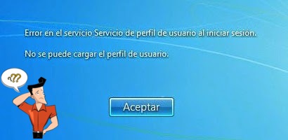 Captura de pantalla que muestra el mensaje de error "No se puede cargar el perfil de usuario" en una pantalla de inicio de sesión de Windows.