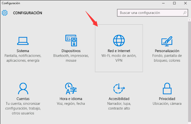 Configuración de Windows, red e Internet.