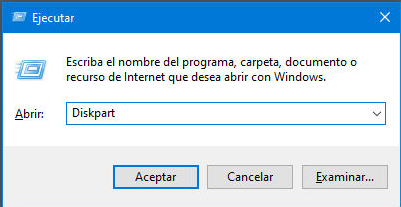 ejecutar diskpart