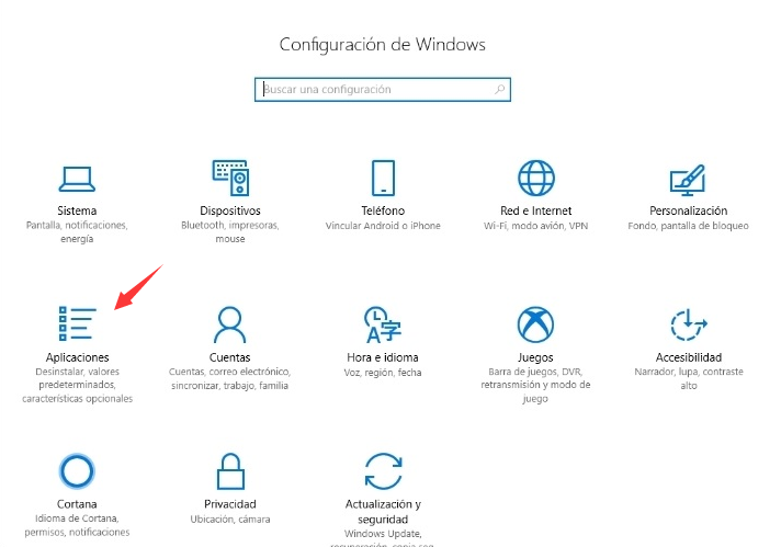 aplicación de configuración de windows 10