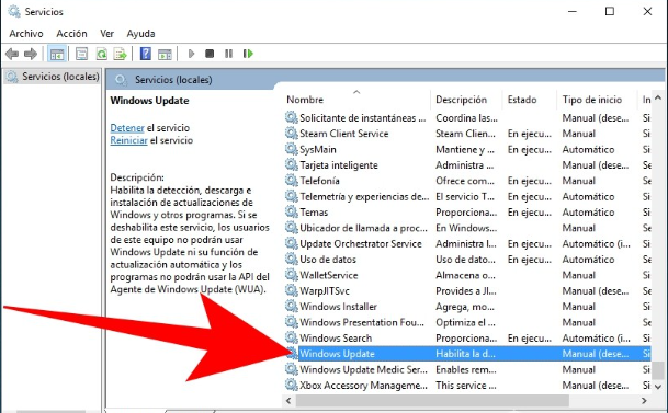 servicio de actualización de Windows